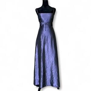 90s A-Line Purple Maxi Dress – minimal formal satin gown M